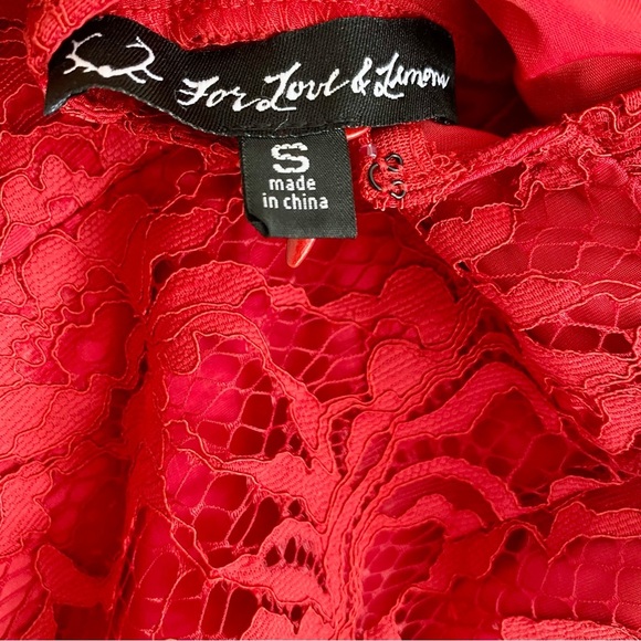 For Love and Lemons X Revolve Maui Waui Red Lace Asymmetrical Dress Size Small - Picture 11 of 12